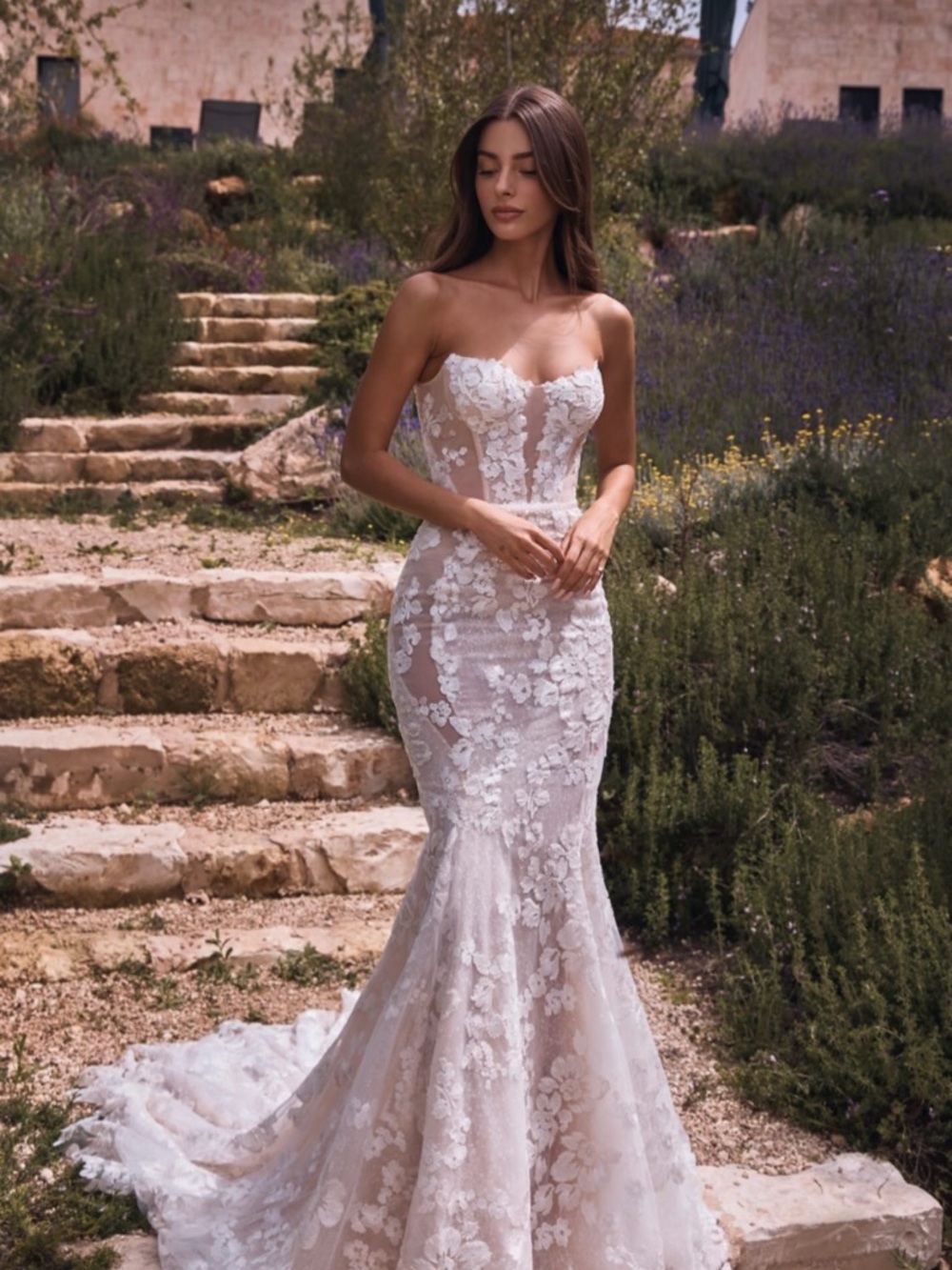 Lee Petra Grebenau Gaia Wedding Dress with Veil